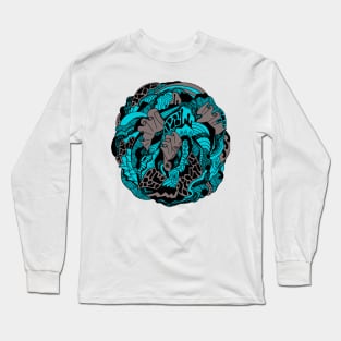 Blue Grey Abstract Wave of Thoughts No 1 Long Sleeve T-Shirt